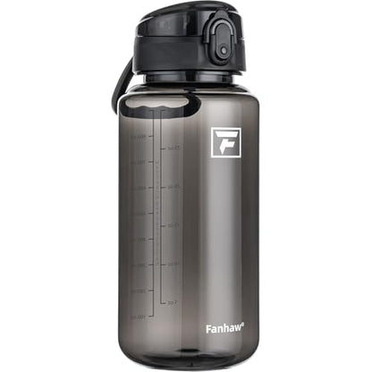 Fanhaw 32 Oz Clear Tritan Water Bottle, BPA-Free & Leak-Proof, Wide Mouth with Anti-dust Chug Lid, Reusable Plastic Bottle for Gym, Travel, School & Office, Back to School Essentials (Black) - color: Black, size: 32 Ounces