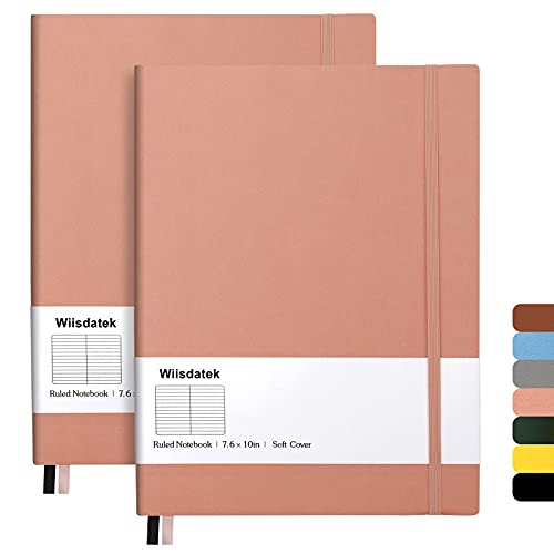 B5 College Ruled Notebooks - 2 Pack B5 Large Journal Notebooks with 376 Numbered Pages,100gsm Thick Lined Paper,Soft PU Leather Cover,7.6 X 10 inch(PINK) - color: Pink