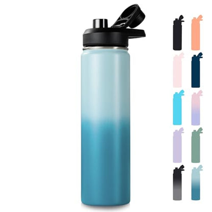 Fijinhom Insulated Water Bottle with Handle, 304 Stainless Steel Water Bottles with Wide Mouth, Double Wall Vacuum Sports Water Bottle, BPA Free, Keep Cold and Hot, 24 Ounces, Coastal Fade - color: Coastal Fade, size: 24 Ounces