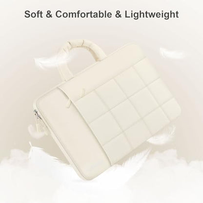 360 Protective Laptop Case 13.3 inch,13-13.3 inch Puffy Laptop Sleeve Compatible with MacBook Neo/Air 13.6 M5 M4 M3 M2 M1/Pro 13/14,Square Quilted Carrying Bag with 2 Pockets&Handle&Belt,Sand