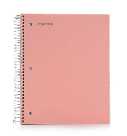 Mintra Office Durable Spiral Notebooks, 5 Subject (Salmon, Wide Ruled 1pk) - color: Salmon, size: Wide Ruled 1pk