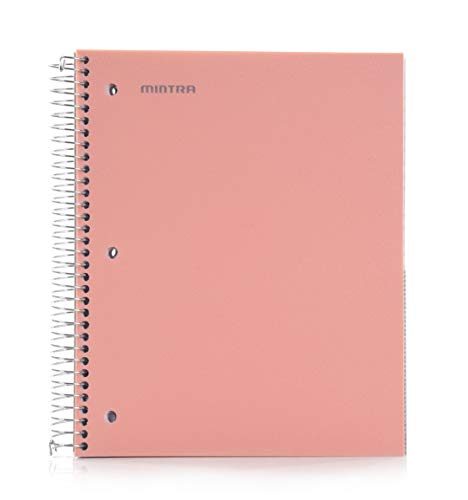 Mintra Office Durable Spiral Notebooks, 5 Subject (Salmon, Wide Ruled 1pk) - color: Salmon, size: Wide Ruled 1pk