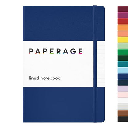 PAPERAGE Lined Journal Notebook, (Royal Blue), 160 Pages, Medium 5.6 in x 8 in - 100 GSM Thick Paper – Hardcover Journaling Notebook for Work, School & Note Taking - color: Royal Blue, style: A. Lined