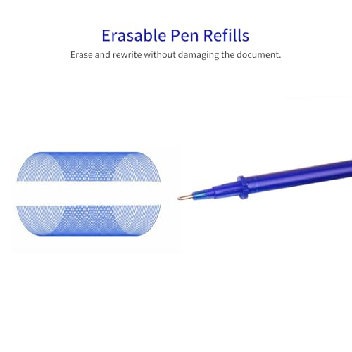 0.5 mm Erasable Gel Pen Refills Liquid Gel Ink Pen Refills Retractable Pens Refills Study Office Family (100pcs Blue)