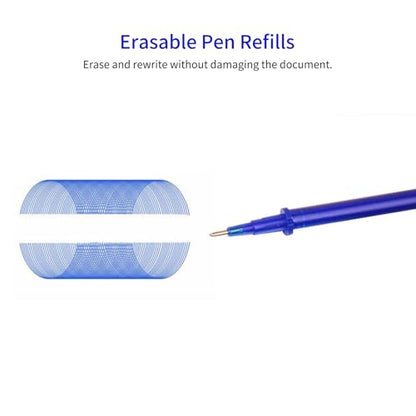 0.5 mm Erasable Gel Pen Refills Liquid Gel Ink Pen Refills Retractable Pens Refills Study Office Family (100pcs Blue)