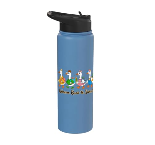 Funny Silly Goose Back To School Student Classroom Theme Stainless Steel Insulated Water Bottle - color: Light Blue