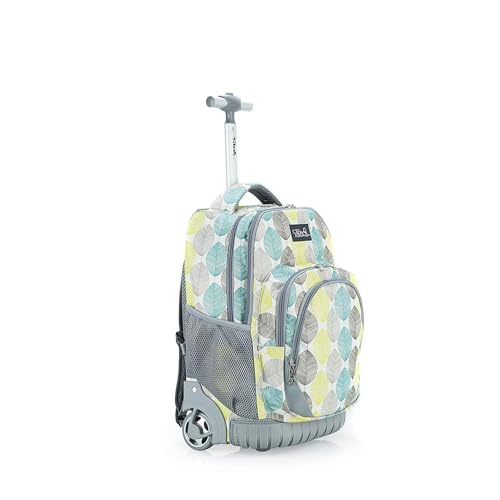 Tilami Kids Rolling Backpack 18 inch Boys and Girls Laptop Backpack, Leaves - color: Leaves