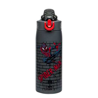 Zak Designs Marvel Spider-Man Sage 19oz Leak-Proof Straw Kids Water Bottle | BPA Free, Insulated Stainless Steel, Cupholder Friendly, Dishwasher Safe, Lid Lock, Handle, For School, Home, Travel - color: SpiderMan (Sage)