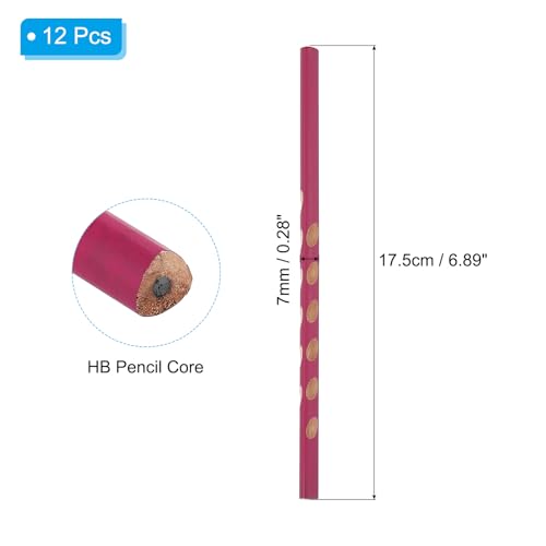 PATIKIL Round Pencils, 12 Pack Triangle HB Graphite Pencil Hole Design Woodcase Wooden Pencils with Red Top for Classroom Office Writing Drawing Supplies, Rose Red - color: Rose Red