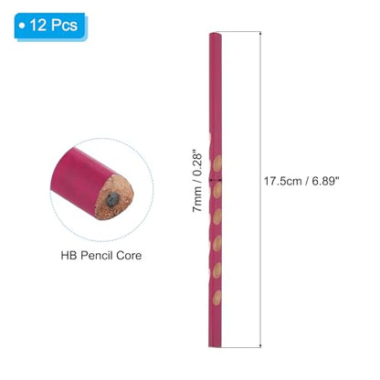 PATIKIL Round Pencils, 12 Pack Triangle HB Graphite Pencil Hole Design Woodcase Wooden Pencils with Red Top for Classroom Office Writing Drawing Supplies, Rose Red - color: Rose Red