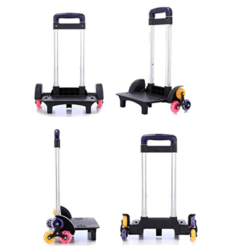 Backpack Trolley with Wheels, Foldable Luggage Trolley,6 Wheels Rolling-Luggage Carts, Aluminium Alloy Travel Hand Trolley for Bags Lunch Backpack - color: 6 Three Color