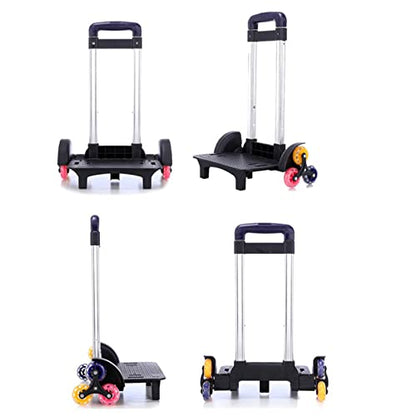 Backpack Trolley with Wheels, Foldable Luggage Trolley,6 Wheels Rolling-Luggage Carts, Aluminium Alloy Travel Hand Trolley for Bags Lunch Backpack - color: 6 Three Color