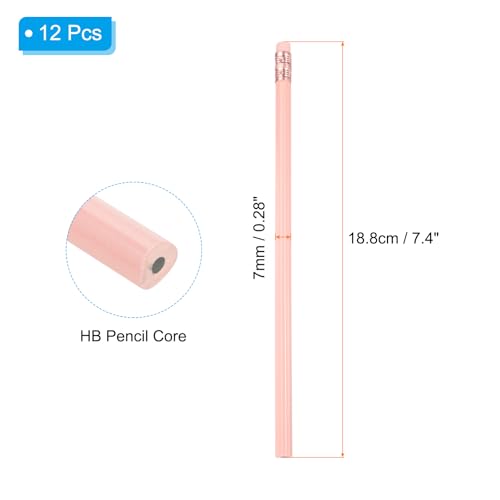 PATIKIL Round Pencils, 12 Pcs Triangle HB Graphite Pencil Wooden Pencils with Eraser for Classroom Office Writing Drawing Supplies, Pink - color: Light Pink