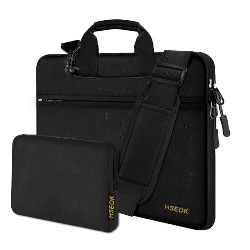 Hseok Laptop Shoulder Bag 15-15.6 inch Shockproof Water-Resistant HandBag with Small Case Compatible with MacBook Pro Neo 16" M5 M4 M3 M2 M1, Mac Pro Air 15", XPS 15/16, Most 15" 15.6" 16",Black - color: Black, size: 15"-15.6"