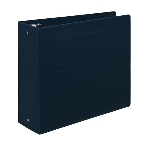 Carstens 4-Inch Heavy Duty 3-Ring Binder - Side Opening, Navy Blue, Durable Plastic, Precision No-Gap Rings, Waterproof Cover, No Pockets, Holds 600 US Letter Sheets, BPA-Free, Made in USA (1849-3R) - color: Navy Blue, size: Individual