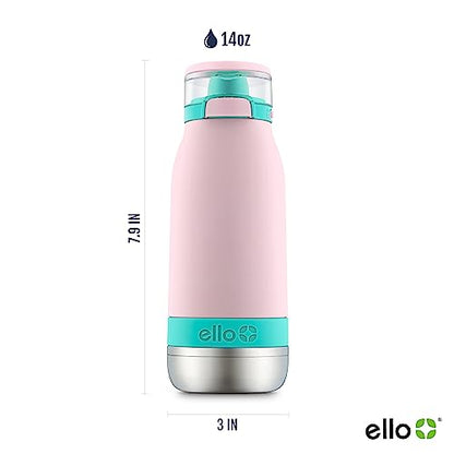 Ello Emma 14oz Insulated Stainless Kids Water Bottle with Straw, Cotton Candy - color: Cotton Candy