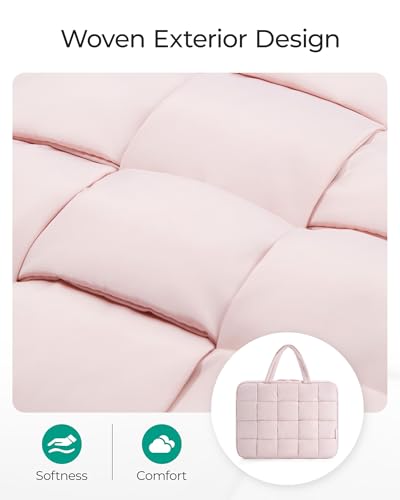 BAGSMART Laptop Case, Puffy Laptop Sleeve with Handle, Compatible with MacBook Air Pro, Laptop Bag for Women - color: Pink, size: 15-16 inch