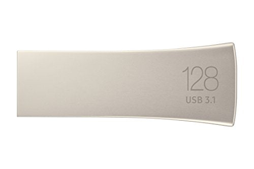 SAMSUNG BAR Plus 3.1 USB Flash Drive, 128GB, 400MB/s, Rugged Metal Casing, Storage Expansion for Photos, Videos, Music, Files, MUF-128BE3/AM, Champagne Silver - color: Silver, style: 128 GB