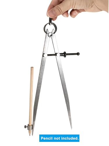 10 inch Professional Leather Compass with Pencil Holder, Precision Spring Divider/Scriber, Metal Compass for Woodworking Metalworking