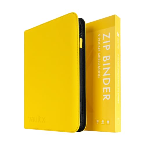 Vault X 9 Pocket Zip Trading Card Binder 360 Cards Exo-Tec (Yellow) | Holds 360 standard-size TCG cards in 20 side-loading 9-pocket pages. Padded, water-resistant Exo-Tec cover. - color: Yellow, size: 6.8cm x 9.7cm
