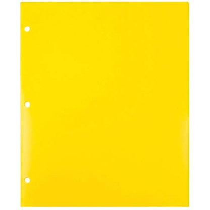 JAM PAPER Heavy Duty Plastic 3 Hole Punch Pocket Folders - Extra Tough School Folders - Yellow - 6/Pack - color: Yellow, size: 6 Per Pack