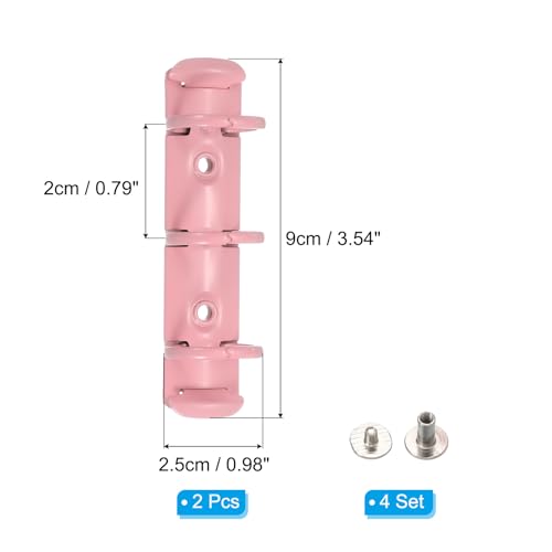 PATIKIL A8 3-Hole Ring Binder Mechanisms, 2 Set Binder Spines Replacement for Office Planners Documents Recipes Organization Storage, Pink - color: Pink