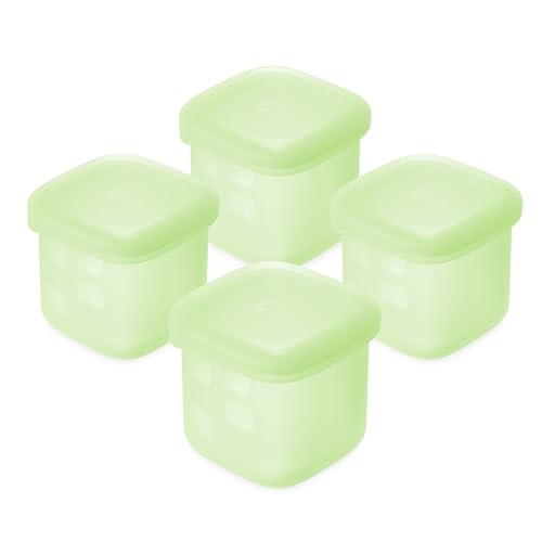 Olababy Clear Sense Silicone Storage Containers 4pk for Baby Food, Snacks, Formula, Puree, Sauce & More | Micro Plastic & BPA-Free | Daycare Essentials for Toddlers and Kids (Kiwi, 4 oz / 120 ml) - color: Kiwi, size: 4 oz