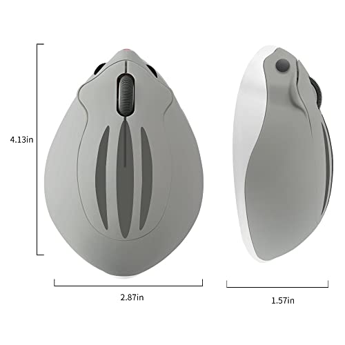 Bluetooth 5.1 Wireless Mouse,No Receiver Inside,Cute Animal Hamster Shape,M Size Silent Click Compatible with Android Tablet/MacBook/Chrome/Microsoft Surface/Windows 8.1 Above, Gray