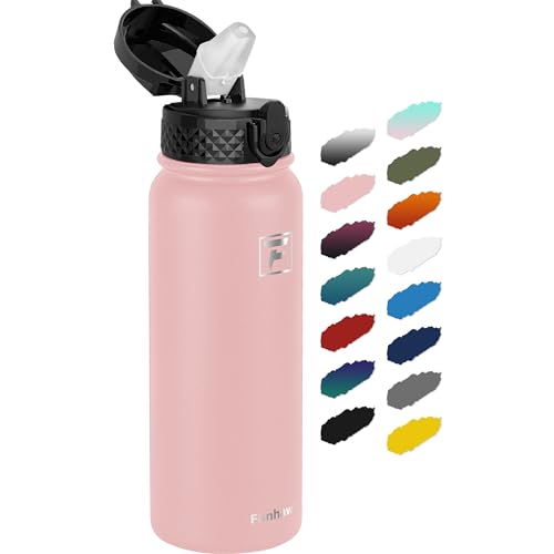 Fanhaw 20 Oz Kids Insulated Stainless Steel Water Bottle with Straw Lid, Leakproof & Anti-Dust Everyday Use Bottle for School, Women & Men, Back to School Essentials (Pink) - color: Pink, style: 20 Ounces