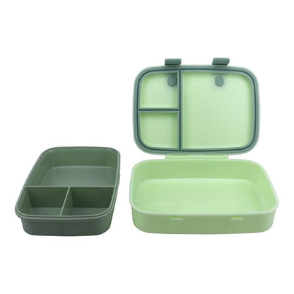 Kids Bento Explorer Lunch Box, 3 No-Mix Compartments, Microwave & Dishwasher Safe, Lightweight with Removable Tray, for Daycare, Preschool, School (Green Light Mint) - color: Green Light Mint