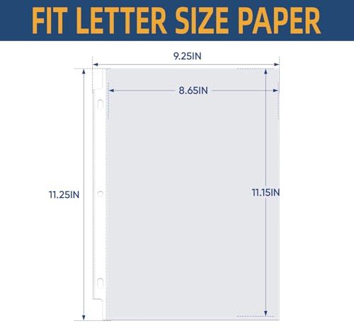 60 Pack Sheet Protectors 8.5 x11 Inch,Clear Heavyweight Page Protectors for 3 Ring Binder, Top Loading Polypropylene Plastic Sleeves,Paper Sheets Protectors for School Office Supplie,Letter Size - size: Letter Size-60PCS