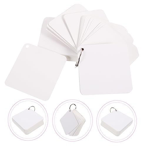 200pcs Blank Flash Cards Index Notecards Metal Binder Ring for Home School Classroom Boys and Girls - size: 9.8X9.8X0.01CM