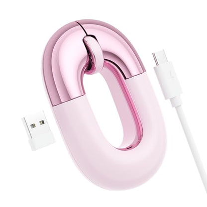 Travel Mouse Pink Wireless Mouse for Laptop. Bluetooth Silent Mouse | Rechargeable Portable Cute Donut Mice Dual Mode & 2.4G, 1200 DPI for Mac, iPad, PC - color: Pink
