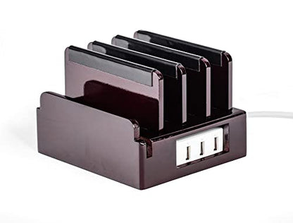 The Compact Charging Station by Great Useful Stuff - Say Goodbye to Clutter, The Compact Way. Desk Organizer Dock and Stand - Cherry