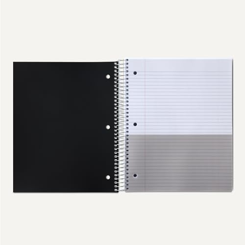Amazon Basics College Ruled 5-Subject Spiral Notebook, 200 Sheets, 9" x 11", Black - color: Black, style: College Ruled 200 Sheets
