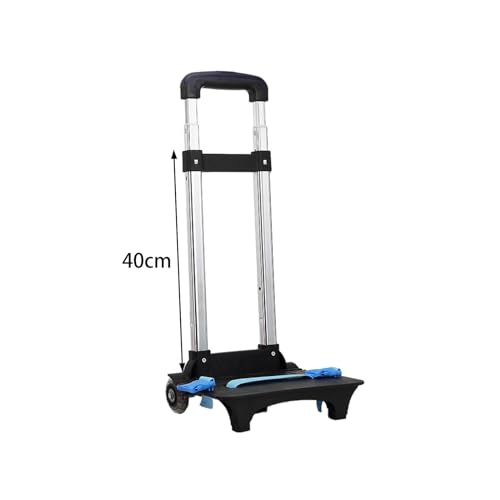 Foldable Backpack Hand Truck, Aluminum Alloy Portable Wheeled Trolley, 2-Wheel Dark Blue for Travel and Camping - color: Style a (2 Wheel Dark Blue)