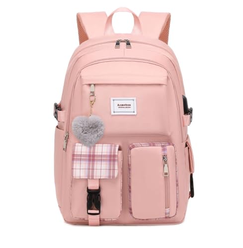 Acmebon Girl Roomy Fashion Laptop Backpack Set Casual Daypack Set for Women Pink - color: Pink
