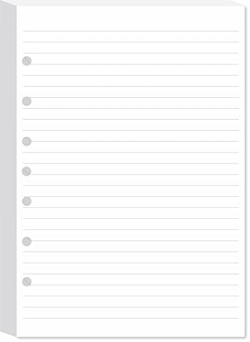 7-Hole Lined Filler Paper Pack of 100 Sheets for Mini Binders, College Ruled, 5-1/2" x 8-1/2", White - size: 100 Sheets, style: Lined