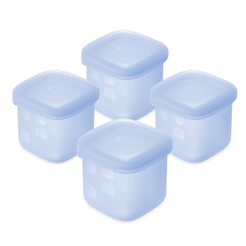Olababy Clear Sense Silicone Storage Containers 4pk for Baby Food, Snacks, Formula, Puree, Sauce & More | Micro Plastic & BPA-Free | Daycare Essentials for Toddlers and Kids (Blueberry, 4 oz / 120 ml) - color: Blueberry, size: 4 oz
