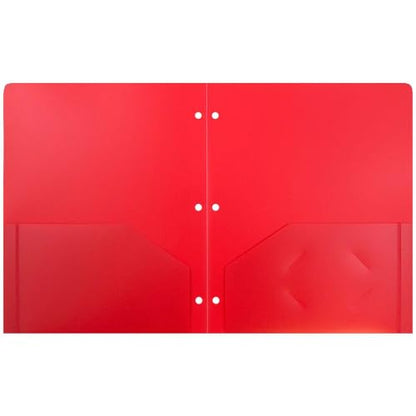 JAM PAPER Heavy Duty Plastic 3 Hole Punch Pocket Folders - Extra Tough School Folders - Red - 3/Pack - color: Red, size: 3 Per Pack