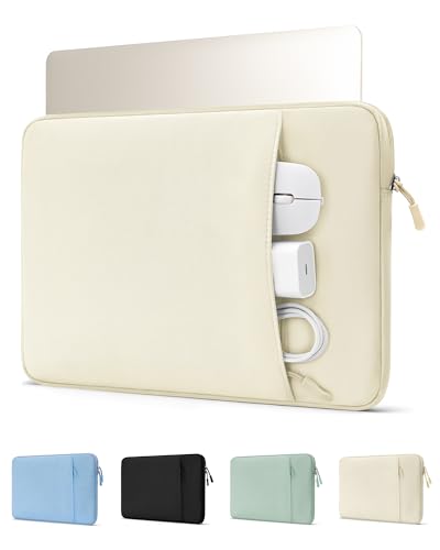 ProCase Laptop Sleeve 13" for MacBook Neo/Air/Pro with A18/M5/M4/M3/M2/M1 | Slim Travel Sleeve with Soft Plush Lining & Large Front Pocket, Water-Resistant, Also Fit 13" HP Dell Lenovo ASUS Acer - color: Beige, size: 13-inch