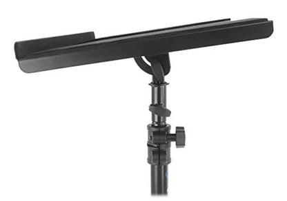 Rockville RLS68 Dual-Tray Laptop/Tablet Stand, Adjustable Height 30-51", Foldable, Portable, for DJs, Presenters, and Musicians | 30-51" Height, 22 lb Capacity, 15.75" x 11" Main Tray, 7.8" x 5.5" Side Tray, Angle Adjustment, Folding Steel Frame