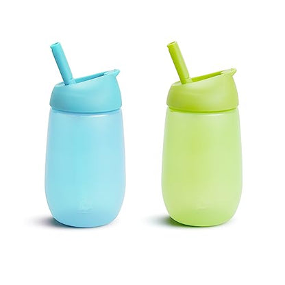 Munchkin Simple Clean Straw Cups for Toddlers 1-3, with Peel Open Straw for Easy Cleaning, Spill Proof Sippy Cup for Kids 12+ Months, 10 Ounce, 2 Pack, Blue/Green - size: 2 Count (Pack of 1), style: 2pk, Blue/Green