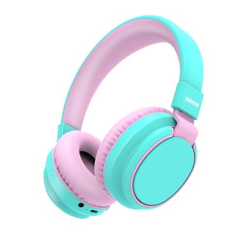 MIDOLA Kids Bluetooth Headphones 68H Play Time,Volume Limit 85/94dB, Foldable Lightweight Wireless Over-Ear Headphone for Toddler Kid Child Pad,Headsets with Aux Built-in Mic Cyan - color: Cyan