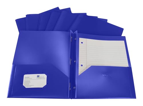 School Smart 2-Pocket Poly Folders with Fasteners, Blue, Pack of 25 - color: Blue, style: Fasteners