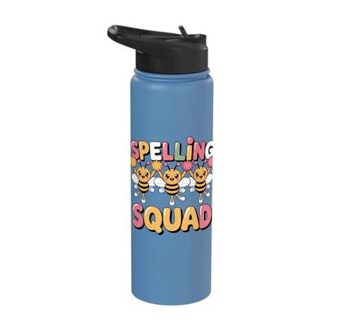 Spelling Squad Teacher Student Coach Classroom Stainless Steel Insulated Water Bottle - color: Light Blue