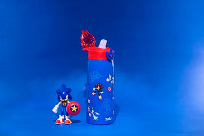 Zak Designs Sonic the Hedgehog Sage Kids Water Bottle For School or Travel, 19oz Stainless Steel Water Bottle With Straw, Handle, and Leak-Proof, Pop-Up Spout Cover (Sonic & Shadow) - color: Sonic the Hedgehog (Sage)
