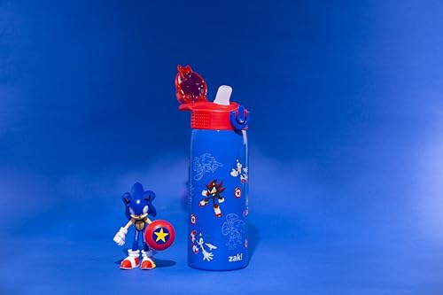 Zak Designs Sonic the Hedgehog Sage 19oz Leak-Proof Straw Kids Water Bottle | BPA Free, Insulated Stainless Steel, Cupholder Friendly, Dishwasher Safe, Lid Lock, Handle, For School, Home, Travel - color: Sonic the Hedgehog (Sage)