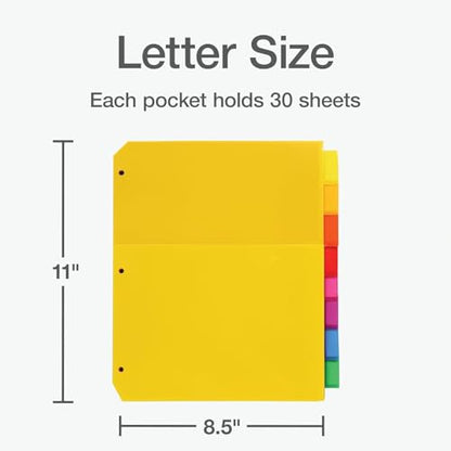 Oxford Heavy-Duty 8-Tab Plastic Binder Dividers with Insertable Tabs & Pockets for Three Ring Binders - Essential Back to School Supplies and Organization Solution, 1 Set