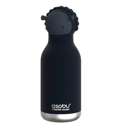asobu Bestie Bottle Insulated Stainless Steel Water Bottle with Detachable Soft Animal Head Fun Drinking For Kids and Teens16 Ounce (Black Sheep) - color: Black Sheep